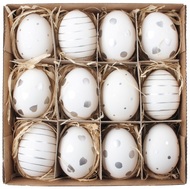 Eggs with Silver Deco 6 cm, 12 pcs in Box 