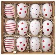 Eggs with Red Deco 6 cm, 12 pcs in Box 