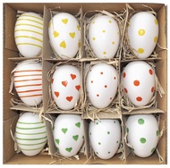 Eggs with Orange, Yellow and Green Deco 6 cm, 12 pcs in Box 