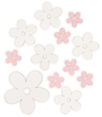 Wooden Flowers, Mixed sizes 12 pcs