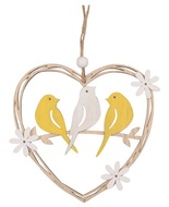 Birds Carved from Wood in a Heart for hanging 14 cm