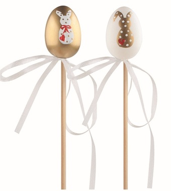 Easter plastic Eggs Golden bunnies 4 cm + skewers