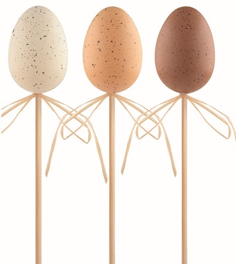 Easter plastic Eggs Speckled brown 6 cm + skewers