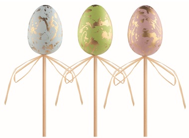 Easter plastic Eggs With gold effect 6 cm + skewers