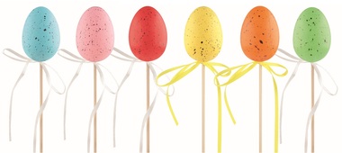 Easter plastic Eggs Speckled colored 6 cm + skewers