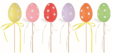 Easter Egg plastic Colourful 6 cm + stick