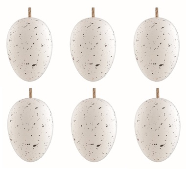 Easter plastic Eggs, speckled light 6 cm, for hanging, 6 pcs in a bag