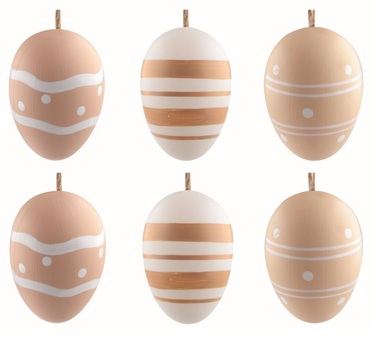 Easter Eggs plastic Light brown 6 cm for hanging, 6 pcs in a bag