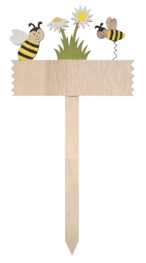 Wooden Label with Bees 16 cm