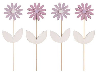 Wooden Flower with Moving Bloom, Pink, Purple 
