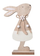 7616 Zajíc dřevěný s béžovou sukní na postavení 11,5 x 20 cm-1