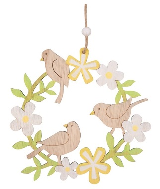 Wooden Wreath with Birds for hanging 15 cm