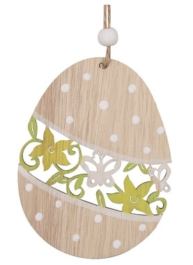 Wooden Egg Carved for hanging 10 cm