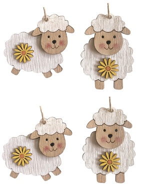 Wooden Sheep for hanging 5 cm 4 ks