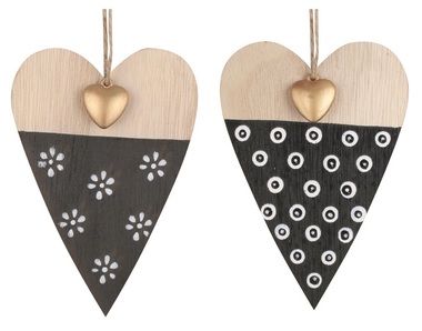 Wooden Heart with small Plastic Heart 9.5 x 13.5 cm