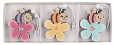Bees on a Flower, wooden 4.5 x 5.5 x 0.5 cm on hanger, 6 pcs in a Box