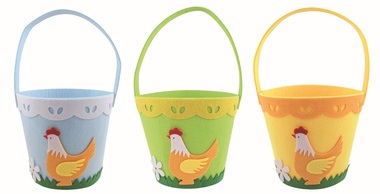 Felt basket with Hen decor 17 x 15 x 17 cm + loop