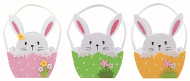 Felt basket with Hare decor 17 x 9 x 10.5 cm + Hare + loop