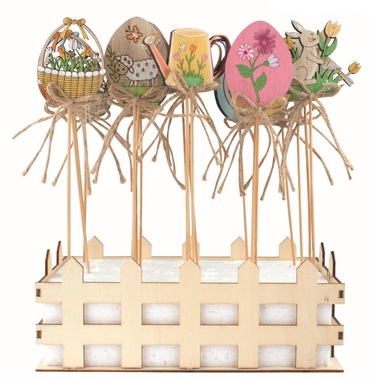 Spring Sticks wooden MIX motifs, 20 pcs in a Fence