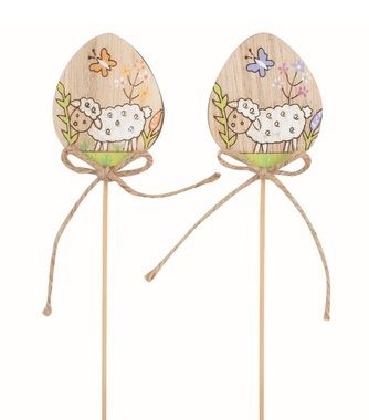 Egg with Sheep wooden 4.5 x 5.5 x 0.5 cm + stick