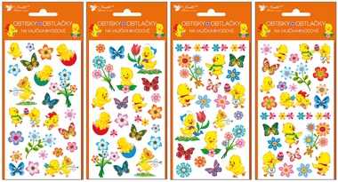 Water Transferable stickers for Eggs 19 x 9 cm, Chickens and Flowers