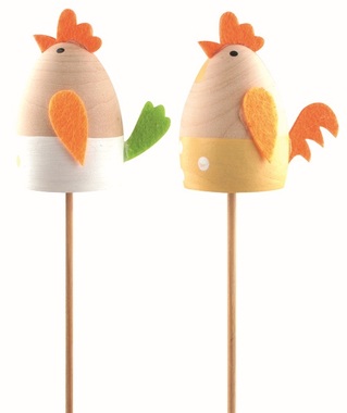 Wooden Hen 3.5 x 5.5 x 5 cm + stick