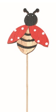 Wooden Ladybug on spring 5 x 5.5 x 0.2 cm + stick