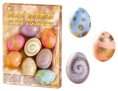 Easter Decorating Set for Blown Out Eggs - Golden Glitter Set