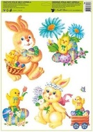 Decorative Window Cling – Cheerful Animals with Easter Eggs and Flower Baskets Decorations