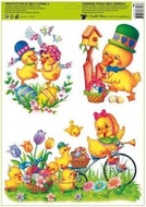 Decorative Window Cling – Chicks with Hats and Easter Garden