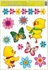 Decorative Window Cling – Chicks with colorful Flowers and green Butterflies