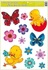 Decorative Window Cling – Chicks with pink Flowers and red Butterflies