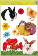 Decorative Window Cling – Rabbit with a Poppy