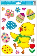 Decorative Window Cling – Chicks with Eggs and pink Flowers