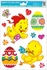 Decorative Window Cling – Chicks with a bow and patterned Easter Eggs
