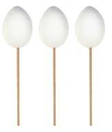 Decoration on Stick White Egg,6 cm+stick, 12 pcs