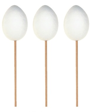 Decoration on Stick White Egg,6 cm+stick, 12 pcs