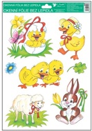 Decorative Window Cling – Chicks and Lamb with Flowers