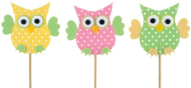 Felt Owl with Dots on Stick 7 cm + Stick 