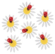 Felt Daisies with Ladybug with Sticker 4 cm, 6 pcs
