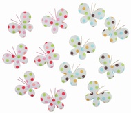Fabric Butterflies with Dots With Sticker 4,5 cm, 12 pcs 