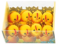 Easter Chicken 3 cm with Feather, 8 pcs Box
