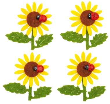 Plush Sunflower with Ladybird 5,5 cm, 4 pcs 