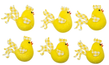 Yellow Hanging Chickens 5,5 cm, 6 pcs 