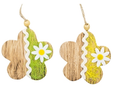 Wooden Hanging Flowers 7,5 cm, 2 pcs 