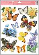 Decorative Window Cling – Butterflies with Roses and Yellow Flowers