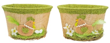 Easter Basket with Jute and Green Decor 14 cm 
