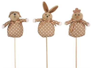 Brown Fabric Easter Animal 9 cm + Stick