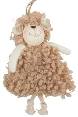 Hanging Brown Curly Sheep 13 cm 