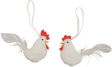 Hanging White Plush  Hen 8 cm